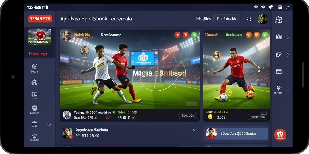 Tampilan utama aplikasi 1234BETS dengan fitur taruhan olahraga.