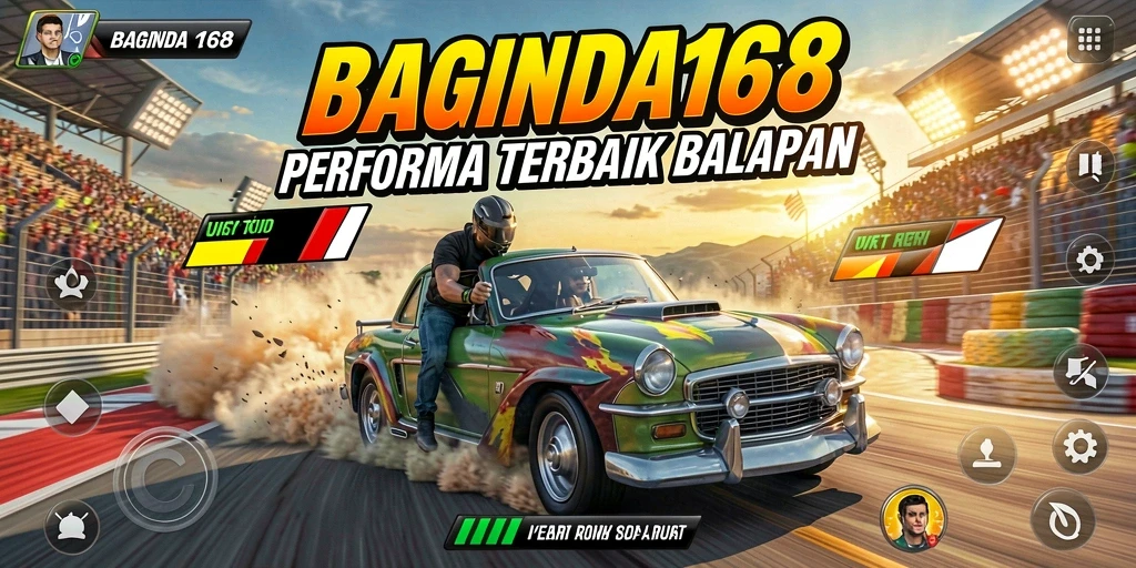 Tampilan gameplay balapan yang mendebarkan dan penuh warna dari BAGINDA168.