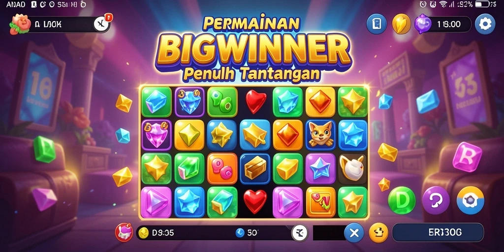 Tangkapan layar gameplay BIGWINNER dengan tantangan Match-3.