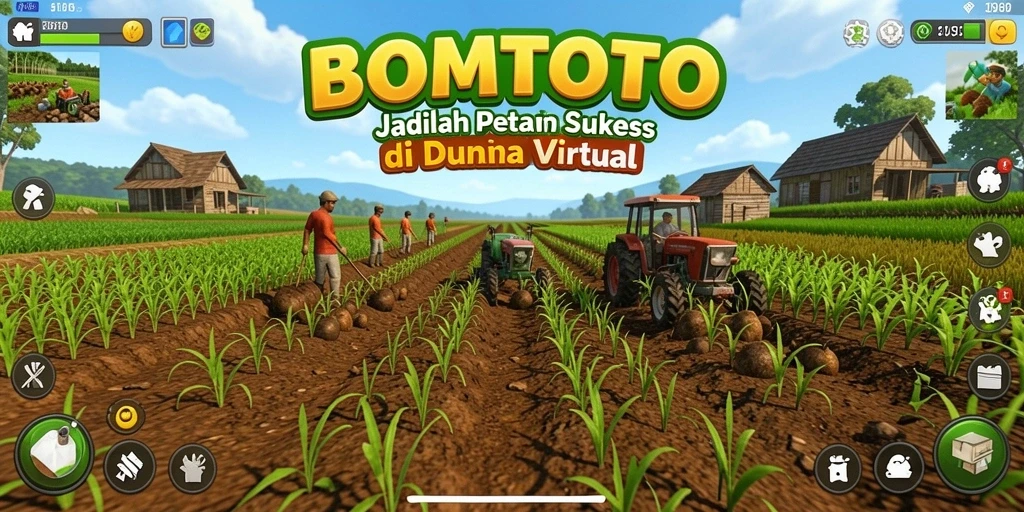 Tampilan gameplay BOMTOTO menghadirkan suasana bertani yang menyenangkan.