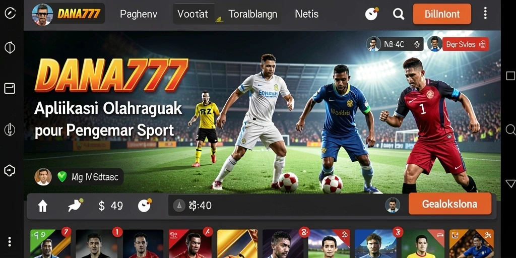 Tampilan aplikasi DANA777 yang menarik dengan gameplay olahraga.