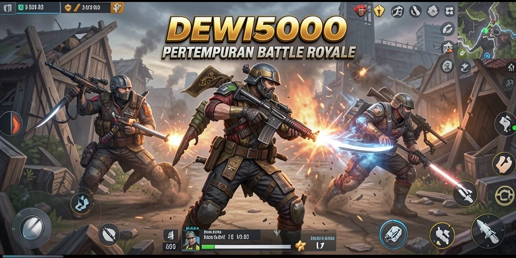 Screenshot gameplay DEWI5000 menampilkan aksi pertempuran yang intens.
