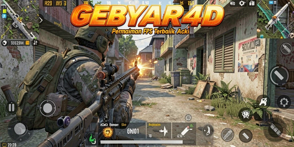 Screenshot utama GEBYAR4D menampilkan aksi menegangkan dalam gameplay FPS.