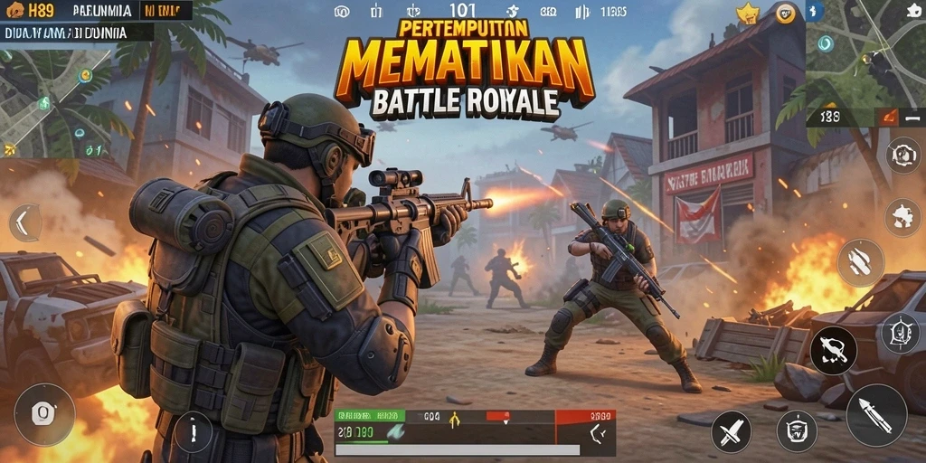Screenshot H89 menampilkan aksi seru dalam pertarungan Battle Royale.