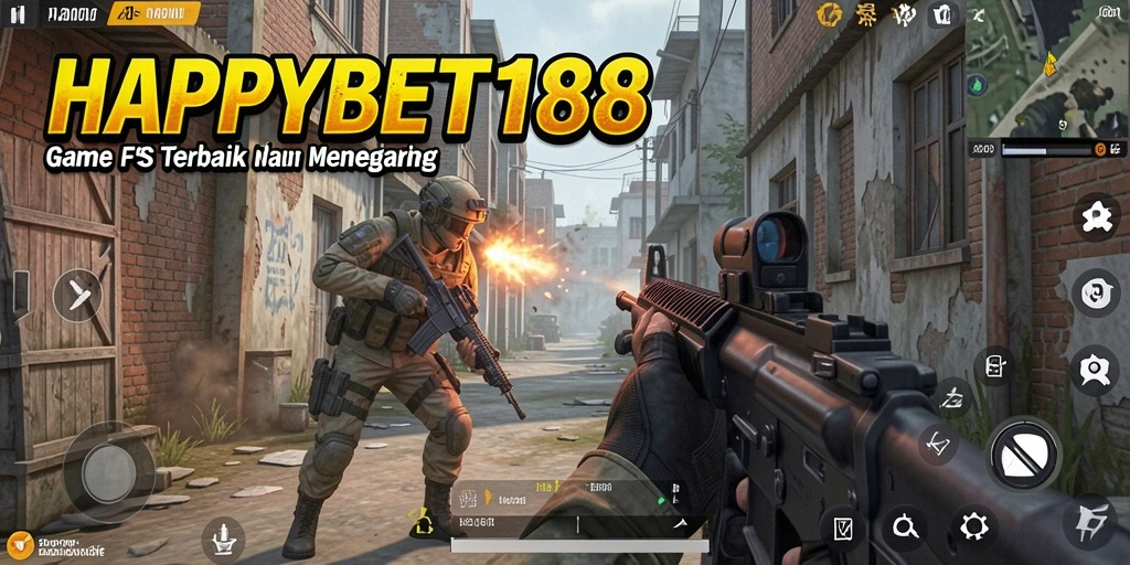 Screenshot utama HAPPYBET188 menampilkan pertempuran FPS yang mendebarkan.