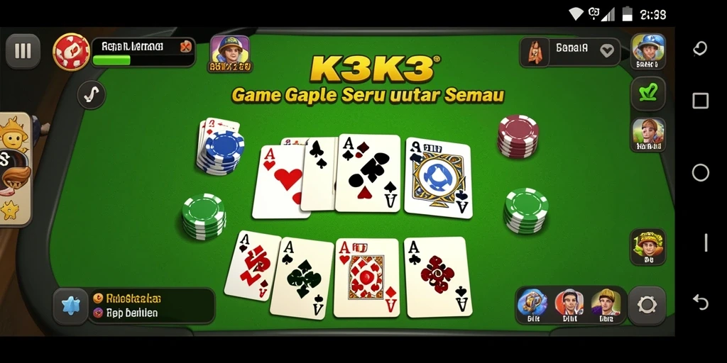 Tampilan gameplay seru dalam K3K3, menunjukkan aksi Gaple yang mendebarkan.