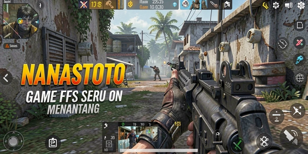 Tampilan gameplay seru NANASTOTO dengan aksi tembak-menembak epik.