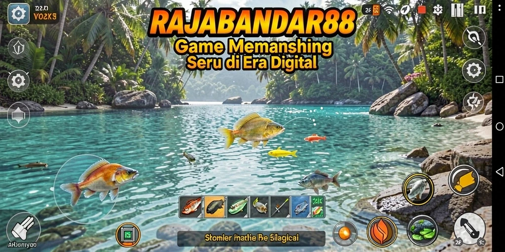 Tampilan gameplay menarik RAJABANDAR88 dengan aksi memancing yang seru.