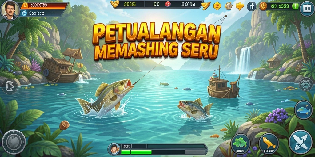Gameplay SEDUNIATOTO yang penuh aksi saat menangkap ikan.