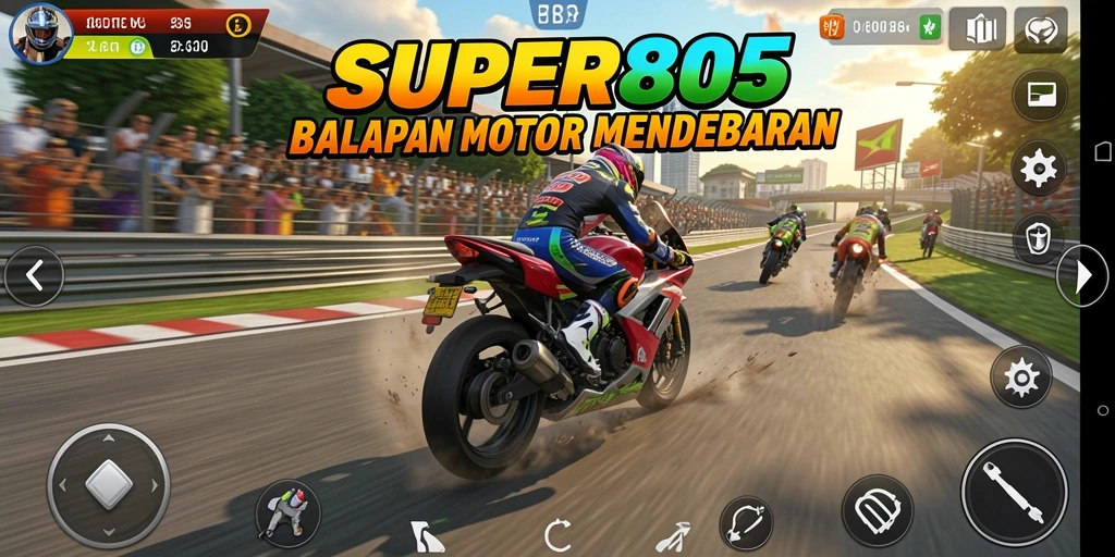 Gameplay mendebarkan dari SUPER805 dengan berbagai lintasan yang menantang.
