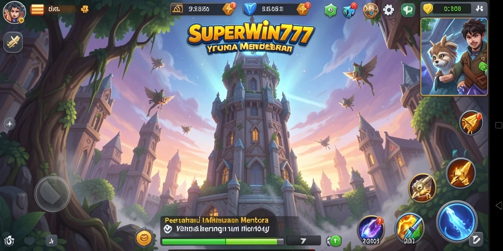 Tampilan gameplay Tower Defense yang menegangkan dalam SUPERWIN777.