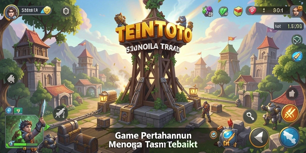 Tampilan gameplay menara pertahanan yang intens di TENTOTO.