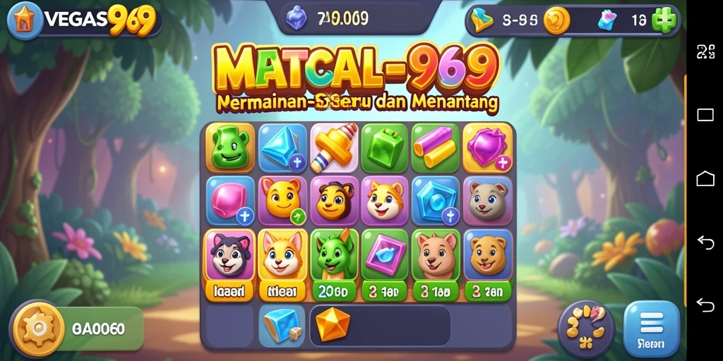 Tangkapan layar utama <strong>VEGAS969</strong> menampilkan gameplay Match-3 yang seru.