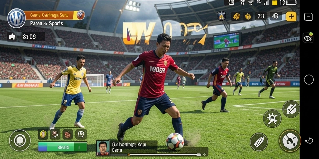 Tangkapan layar gameplay seru dalam VW108, menampilkan aksi olahraga yang mendebarkan.