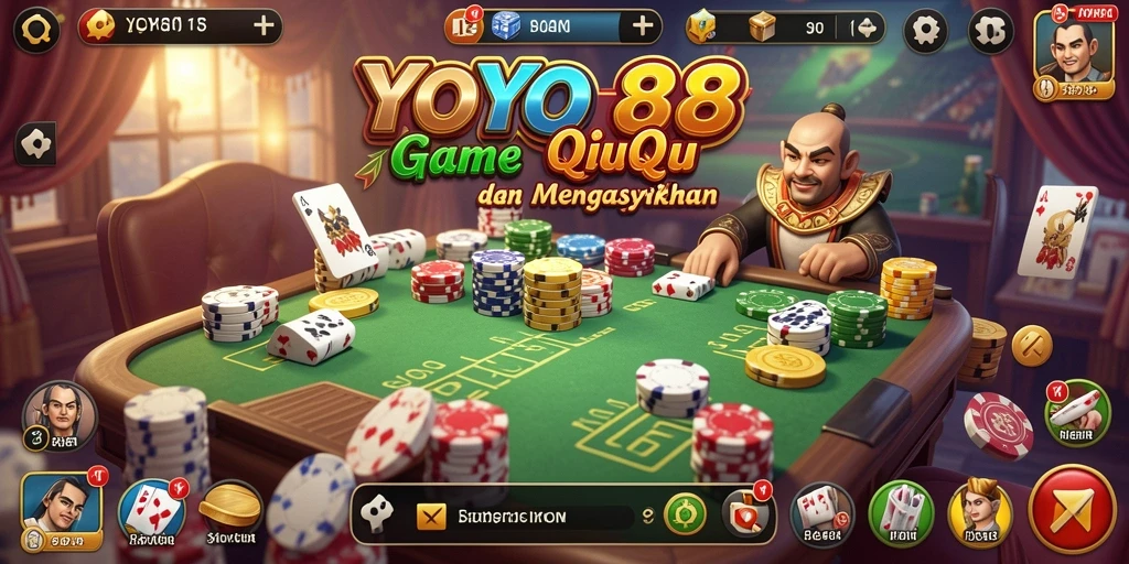 Tampilan gameplay seru di YOYO88 dengan kartu QiuQiu.